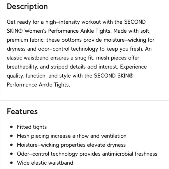 SECOND SKIN Women’s workout leggings NWT - Picture 4 of 6